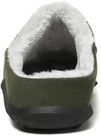 FolHaoth Mens Cozy Slippers Waterproof Oxford Cloth Arch Support House slippers Soft Warm Non-slip Indoor Outdoor Shoes