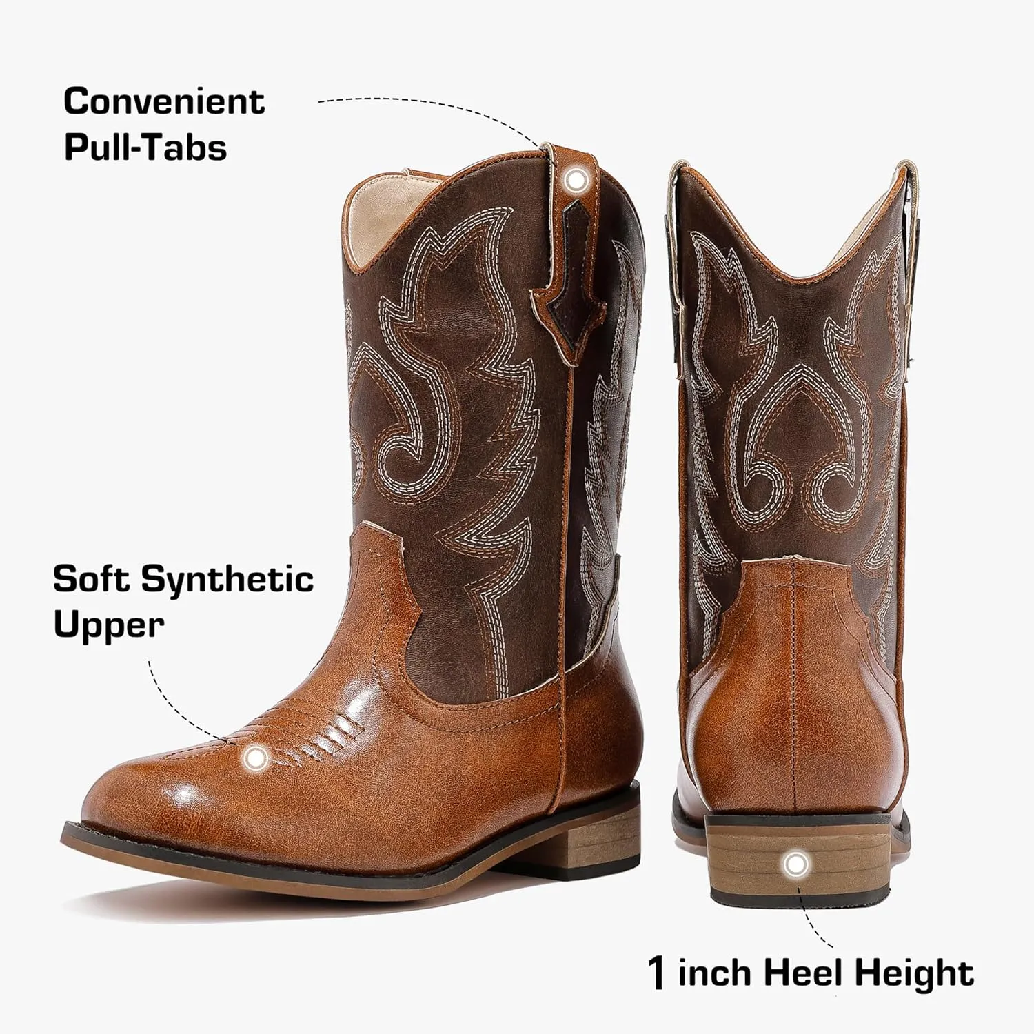 Girls Cowgirl Boots Unisex-Child Mid Calf Glitter Toddler Cowboy Boot Little Big Kids Western Riding Shoes