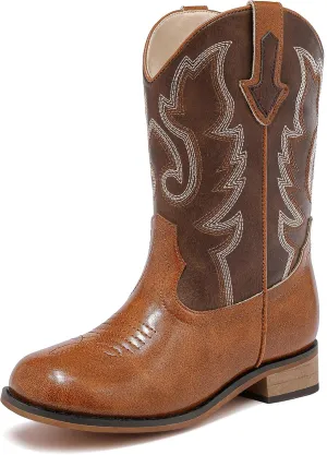 Girls Cowgirl Boots Unisex-Child Mid Calf Glitter Toddler Cowboy Boot Little Big Kids Western Riding Shoes