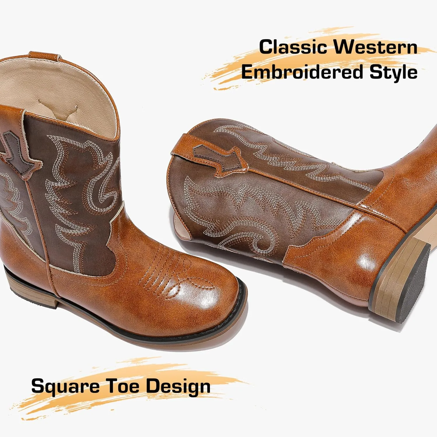 Girls Cowgirl Boots Unisex-Child Mid Calf Glitter Toddler Cowboy Boot Little Big Kids Western Riding Shoes