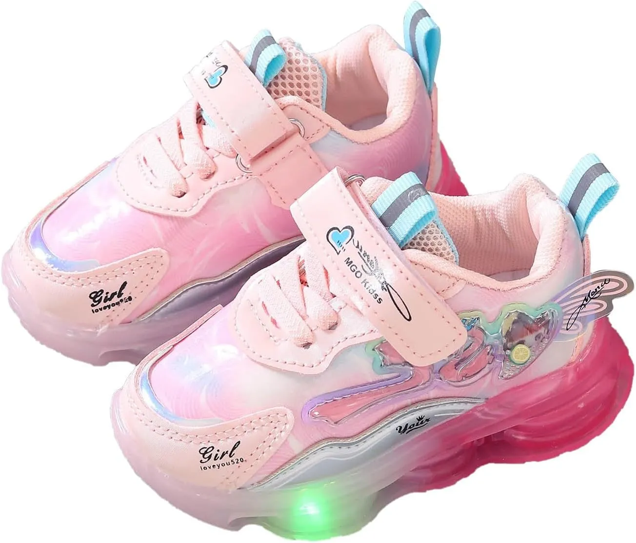 Girls Shoes Kids Girls Tennis Shoes for Running Athletic Walking Gym Sports Comfortable Light Up Fashion Sneakers