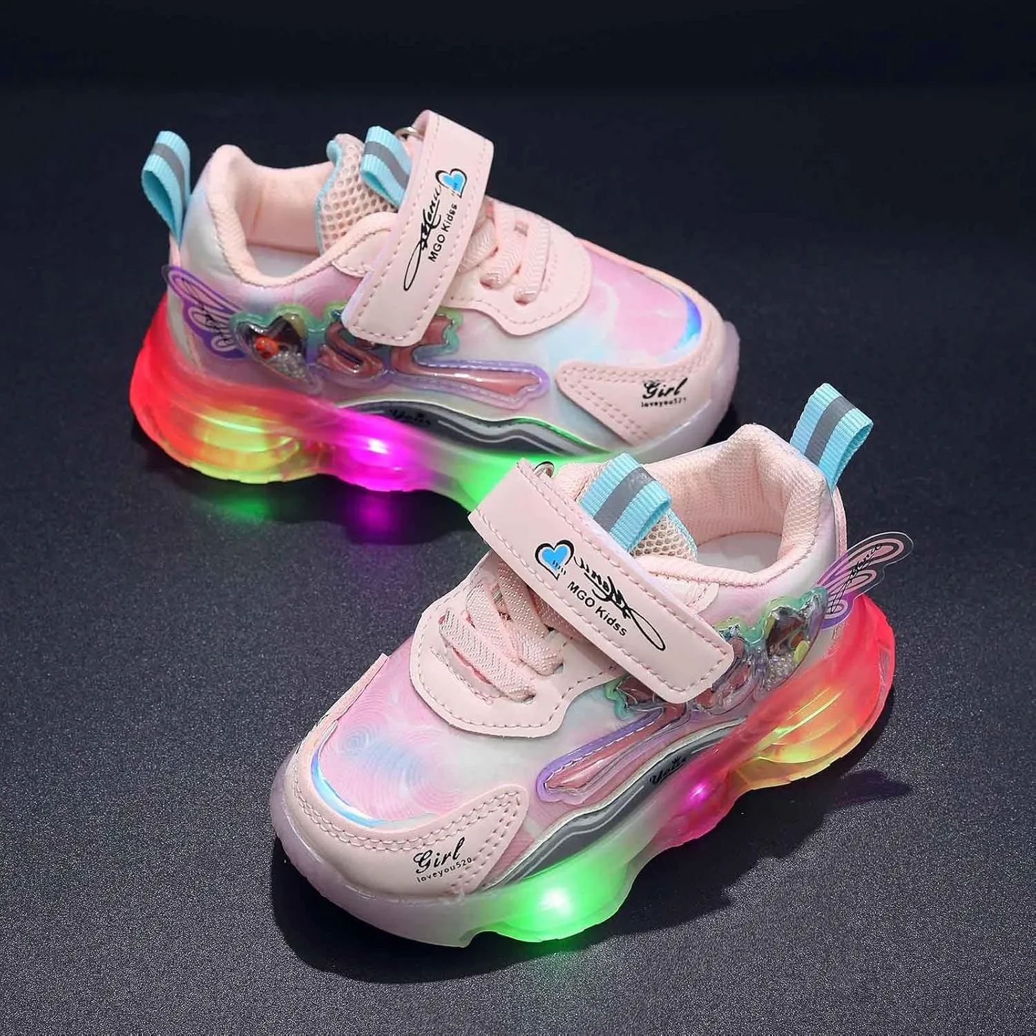 Girls Shoes Kids Girls Tennis Shoes for Running Athletic Walking Gym Sports Comfortable Light Up Fashion Sneakers