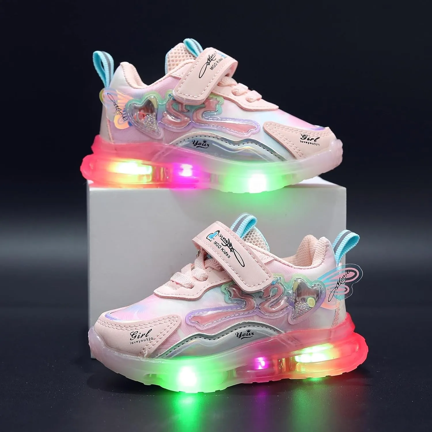 Girls Shoes Kids Girls Tennis Shoes for Running Athletic Walking Gym Sports Comfortable Light Up Fashion Sneakers