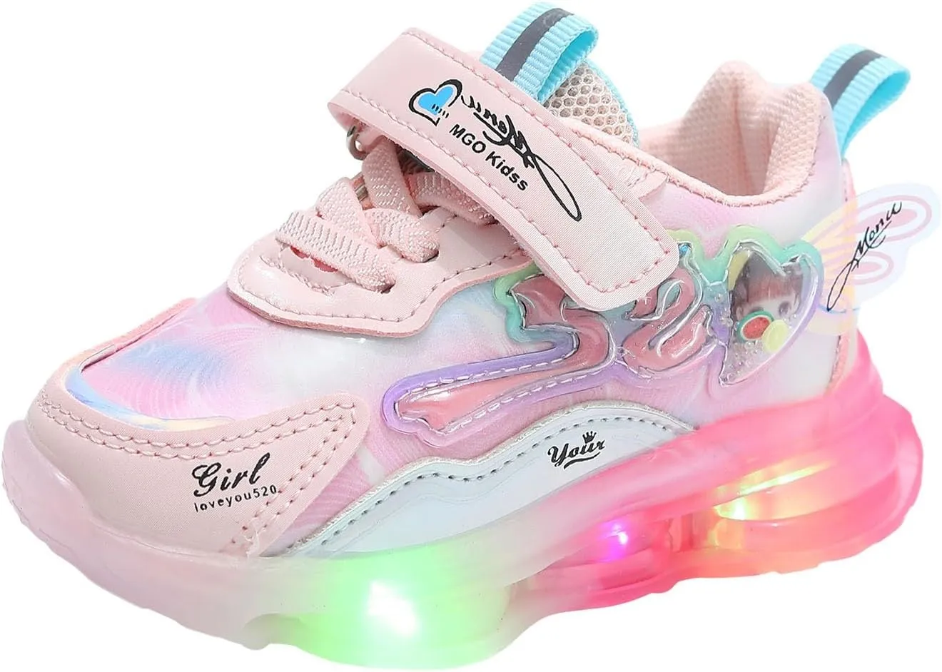 Girls Shoes Kids Girls Tennis Shoes for Running Athletic Walking Gym Sports Comfortable Light Up Fashion Sneakers