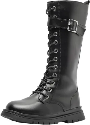 Girls Winter Warm Fur Riding Boots Knee High PU Leather Motorcycle boots