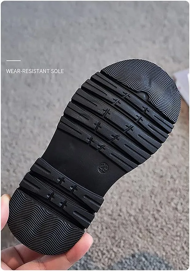 Girls Winter Warm Fur Riding Boots Knee High PU Leather Motorcycle boots