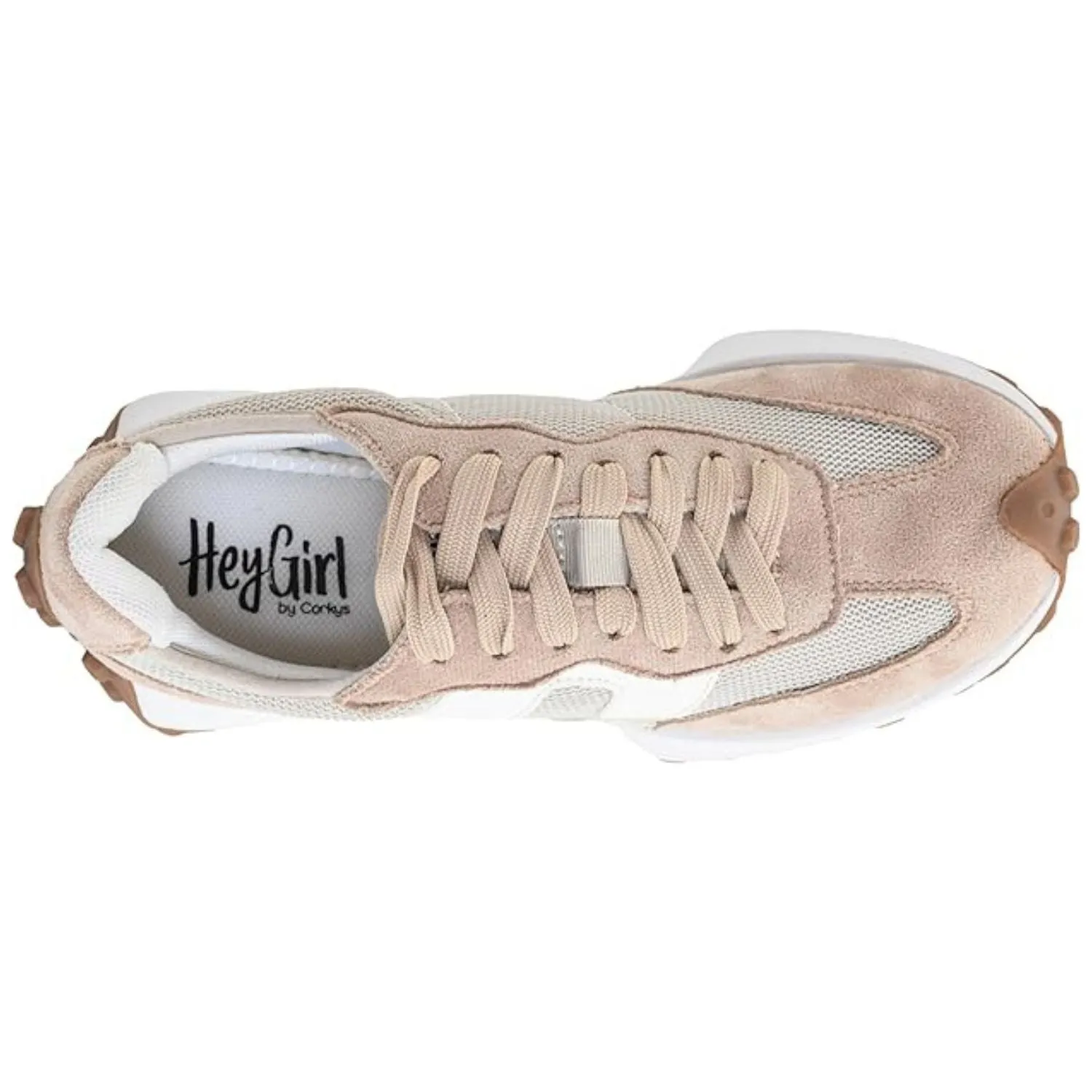 Hey Girl by Corkys Your Welcome Lace Up Front Sneakers, Natural