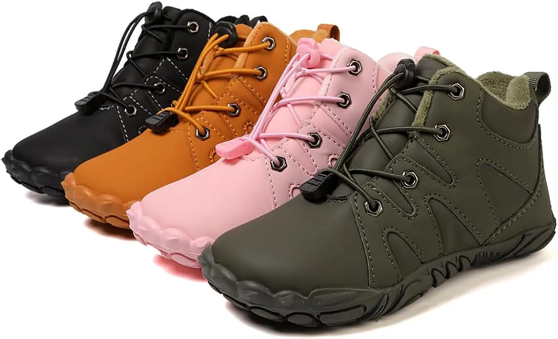 Hike Kids Winter Footwear Barefoot Shoes Boots, Waterproof Kids Winter Barefoot Shoes, Anti-Slip Wide Toe Box Sneakers