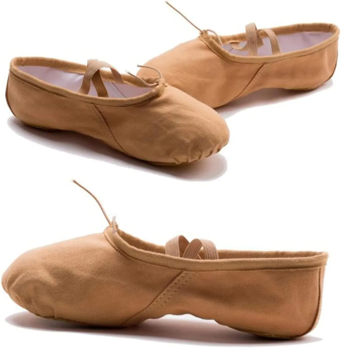 KESYOO 1 Pair Yoga Shoes Non Slip Dancing Shoes Ballet Shoes Ballet Slipper Ballet Dancer Shoes Ballet Flats Ballet Practice Shoes Flats Canvas Dance Shoes Aldult Soles Light Brown