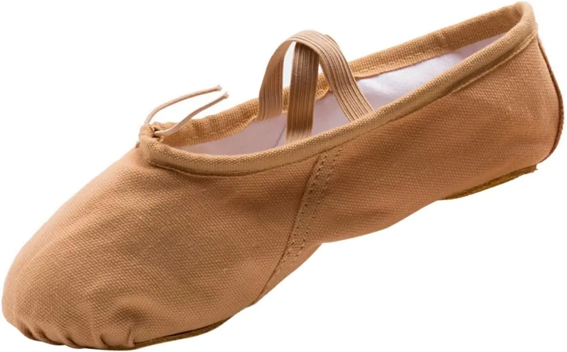 KESYOO 1 Pair Yoga Shoes Non Slip Dancing Shoes Ballet Shoes Ballet Slipper Ballet Dancer Shoes Ballet Flats Ballet Practice Shoes Flats Canvas Dance Shoes Aldult Soles Light Brown