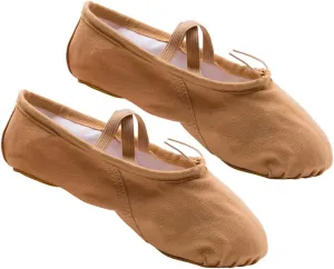 KESYOO 1 Pair Yoga Shoes Non Slip Dancing Shoes Ballet Shoes Ballet Slipper Ballet Dancer Shoes Ballet Flats Ballet Practice Shoes Flats Canvas Dance Shoes Aldult Soles Light Brown