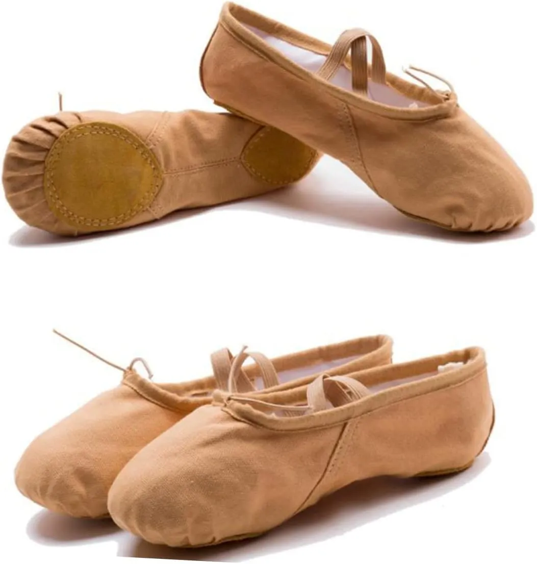 KESYOO 1 Pair Yoga Shoes Non Slip Dancing Shoes Ballet Shoes Ballet Slipper Ballet Dancer Shoes Ballet Flats Ballet Practice Shoes Flats Canvas Dance Shoes Aldult Soles Light Brown
