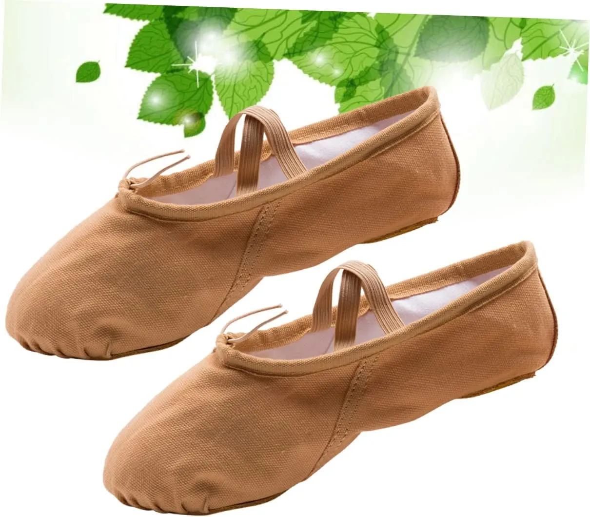 KESYOO 1 Pair Yoga Shoes Non Slip Dancing Shoes Ballet Shoes Ballet Slipper Ballet Dancer Shoes Ballet Flats Ballet Practice Shoes Flats Canvas Dance Shoes Aldult Soles Light Brown