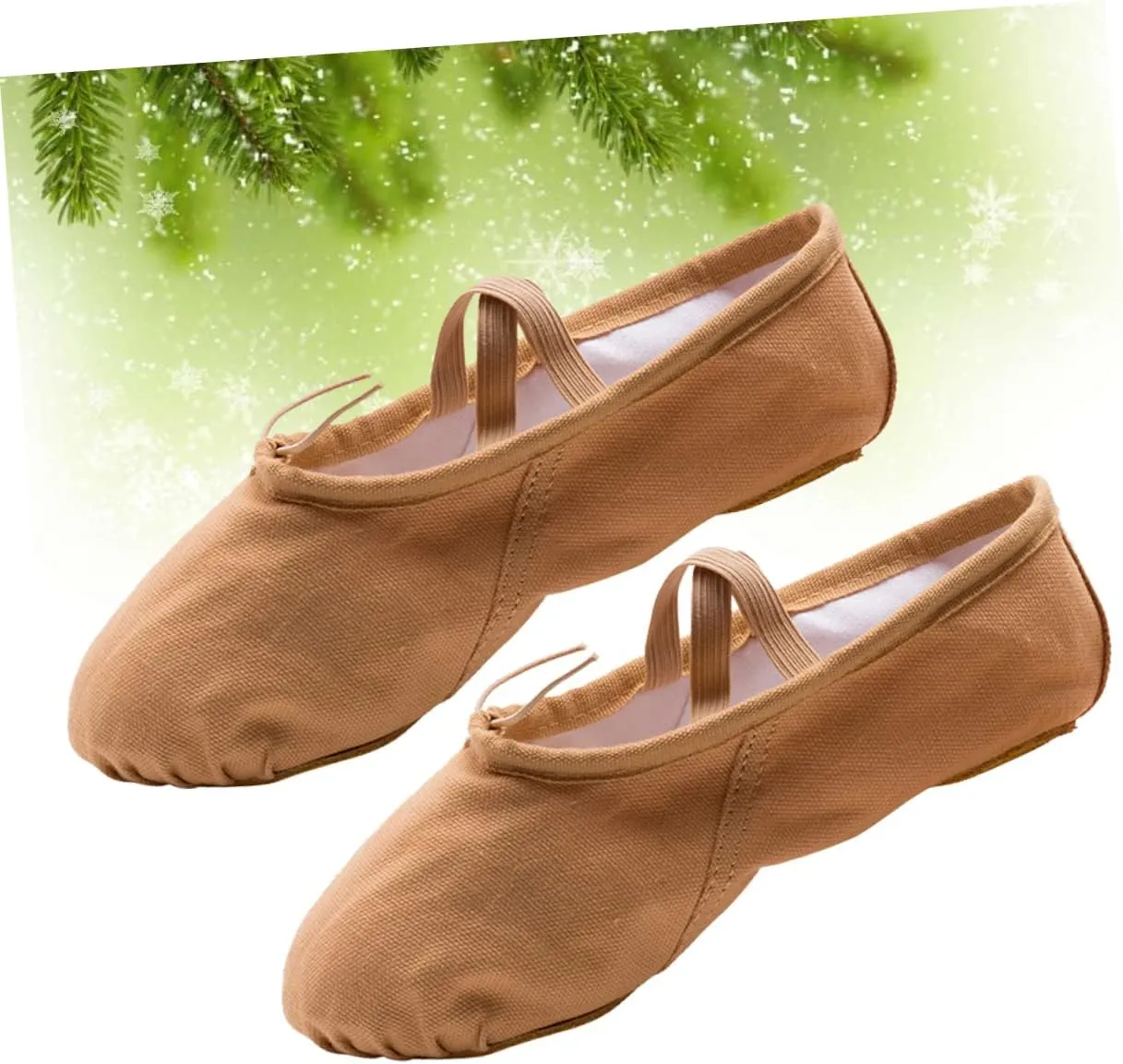 KESYOO 1 Pair Yoga Shoes Non Slip Dancing Shoes Ballet Shoes Ballet Slipper Ballet Dancer Shoes Ballet Flats Ballet Practice Shoes Flats Canvas Dance Shoes Aldult Soles Light Brown