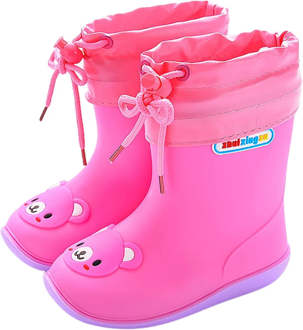 Kids Rain Boots for Girls Boys Waterproof Toddler Cute Cartoon Insulated Rubber boots with Adjustable Closure