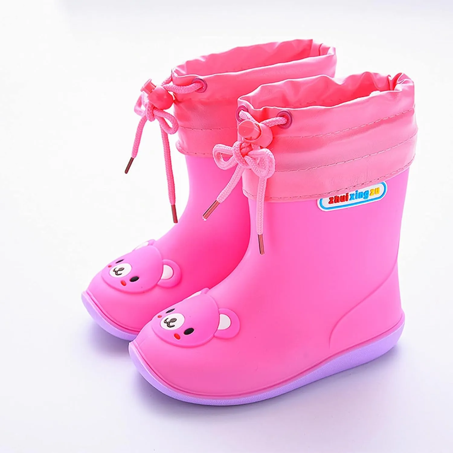 Kids Rain Boots for Girls Boys Waterproof Toddler Cute Cartoon Insulated Rubber boots with Adjustable Closure