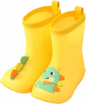Kids Rain Boots, Toddler Girls Boys Rain Boots Waterproof Water Shoes Non-Slip Mud Boots with Cartoon Pattern