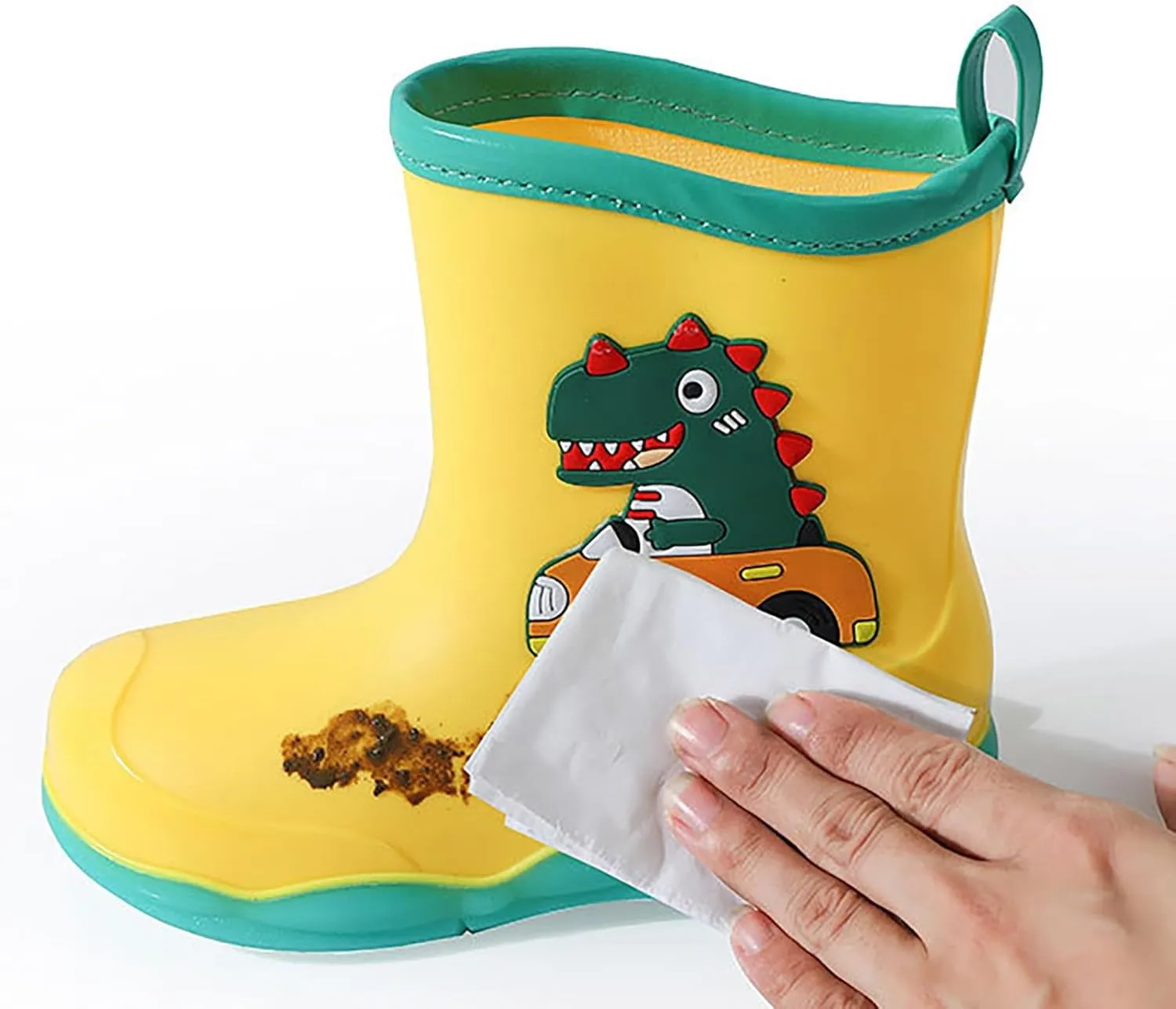 Kids Rubber Cartoon Rain Boots Toddler Shoes Cute Cartoon Dinosaur Waterproof Outdoor Boots for Boys Girls