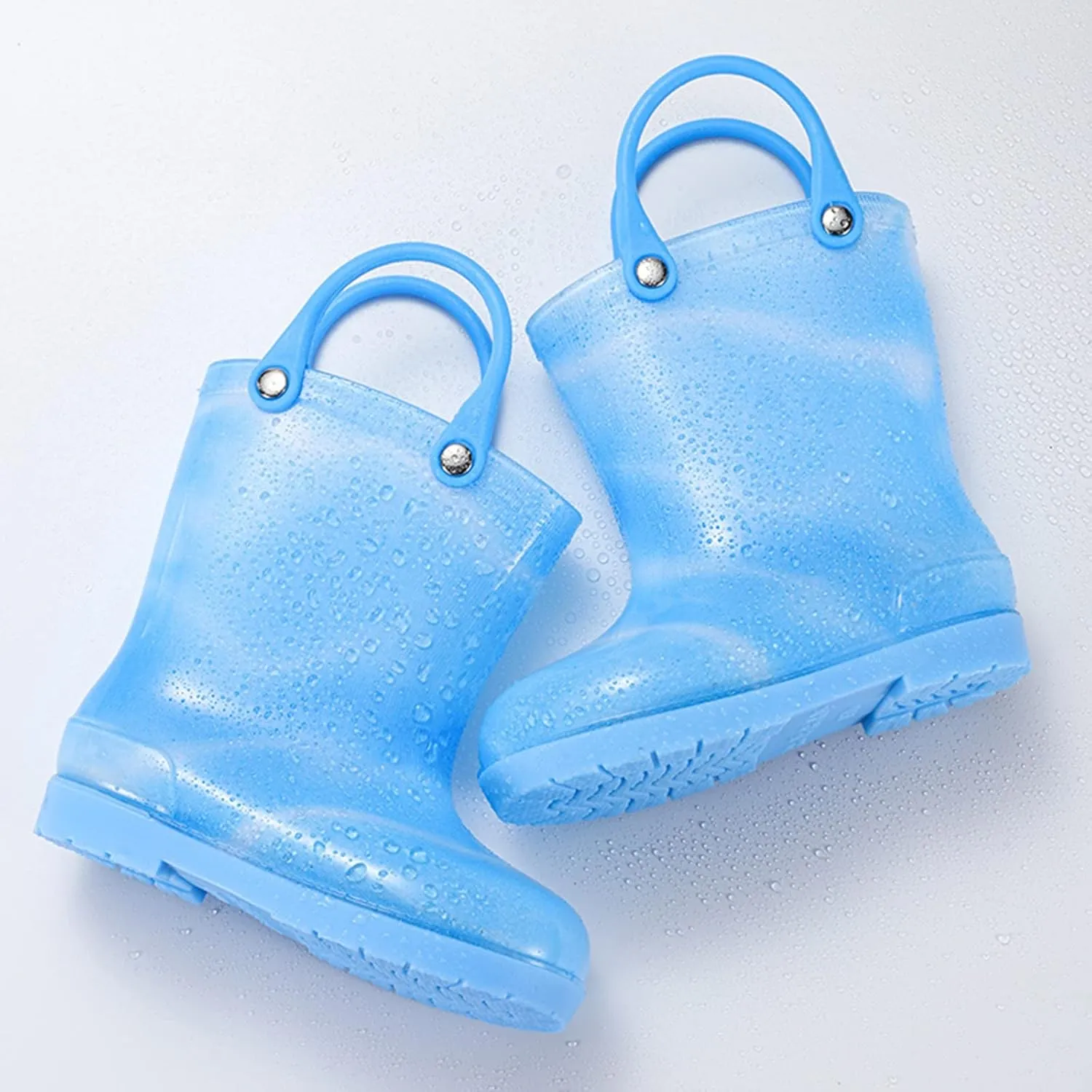 Kids Tie Dye Waterproo?? Rain Boot with Pull on Handles Toddler Bow Rain Boots Rubber Boots Boys Cute Water Shoes
