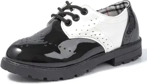 KIDSUN Toddler Boy??s Girl??s Dress Shoes Comfort Lace-Up Oxford School Uniform Shoes Loafer Flats (Toddler/Little Kid) E-Black