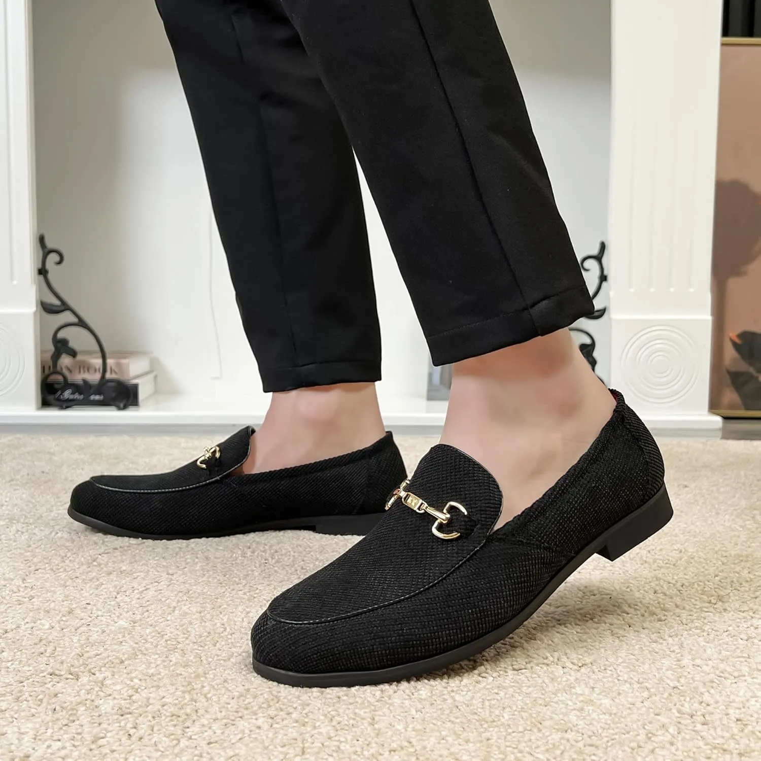 LCQL Men's Luxury Velvet Penny Loafer Shoes Noble Slip-on Casual Suede Loafers Smoking Slippers Plus Size 7-13