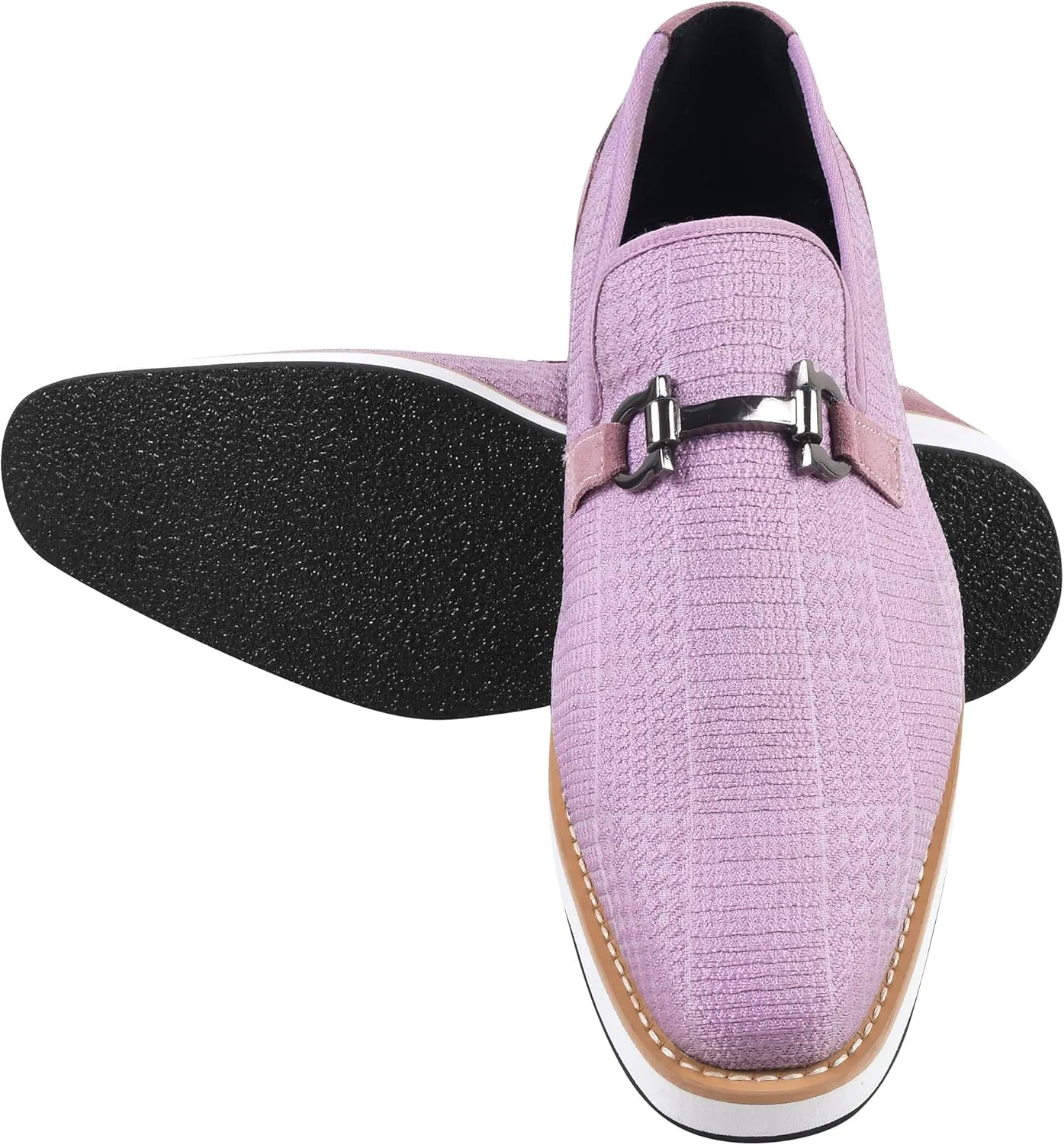 LIBERTYZENO Mens Canvas Textile & Suede Leather Adults Noble Penny Loafers Slip On Prom & Wedding Party Shoes for Prom Graduation