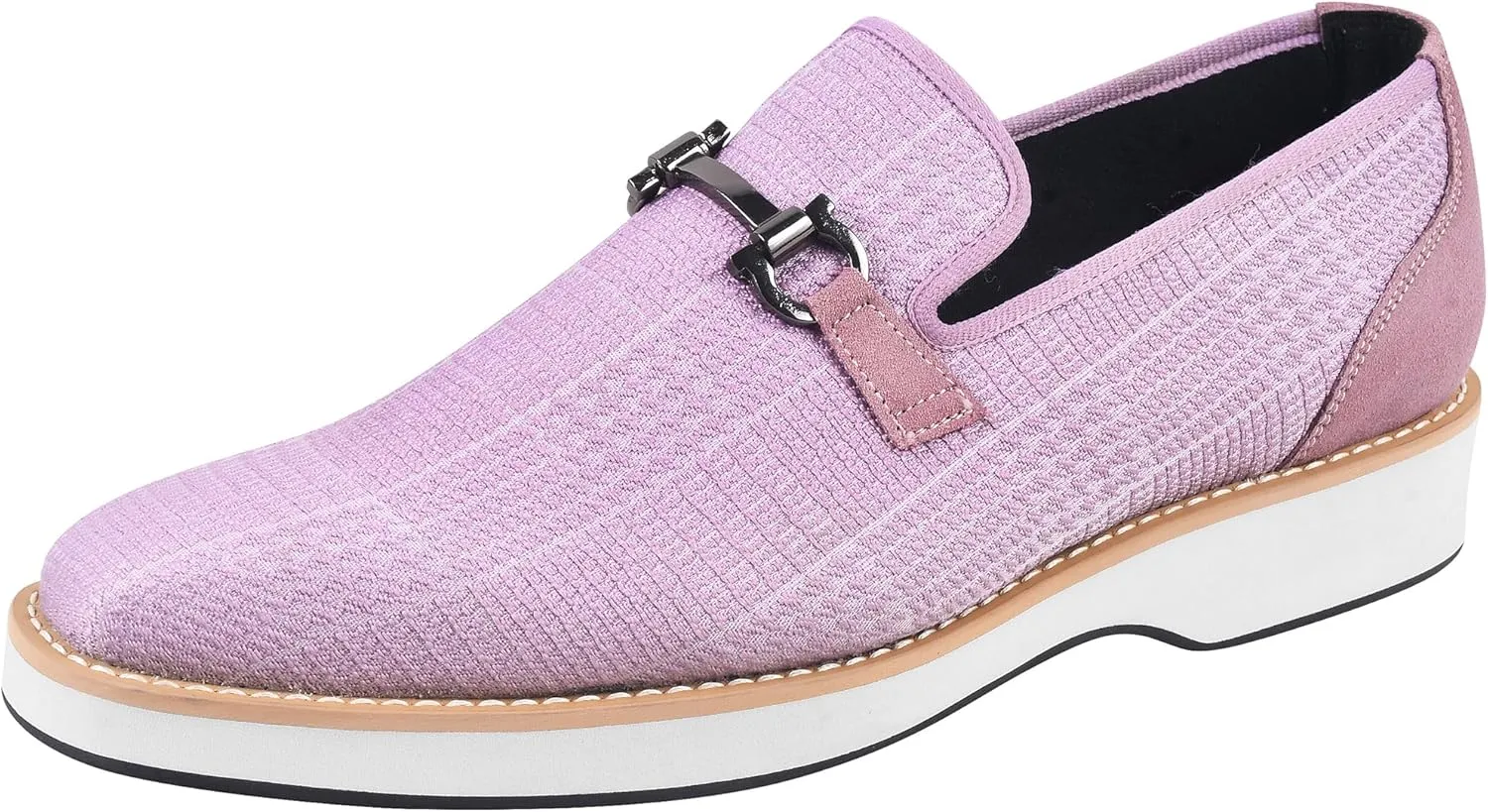 LIBERTYZENO Mens Canvas Textile & Suede Leather Adults Noble Penny Loafers Slip On Prom & Wedding Party Shoes for Prom Graduation