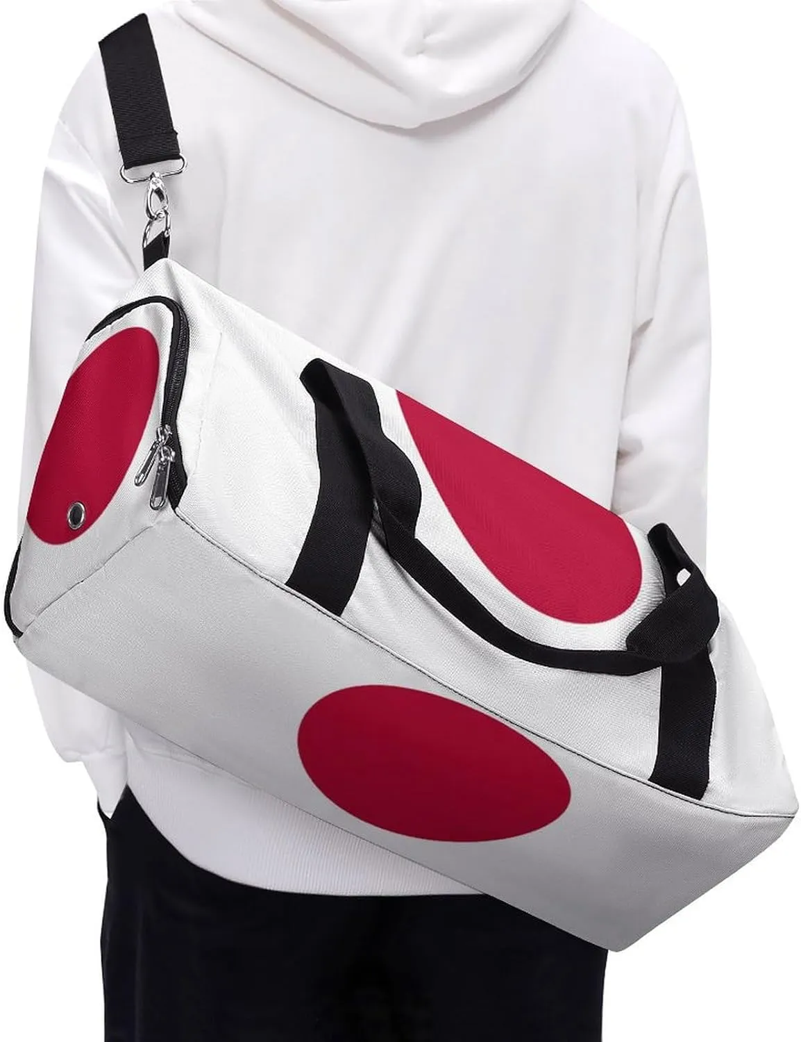 Lightweight Japan Flag Duffel Bag for Boys Girls with Shoe Compartment Weekender