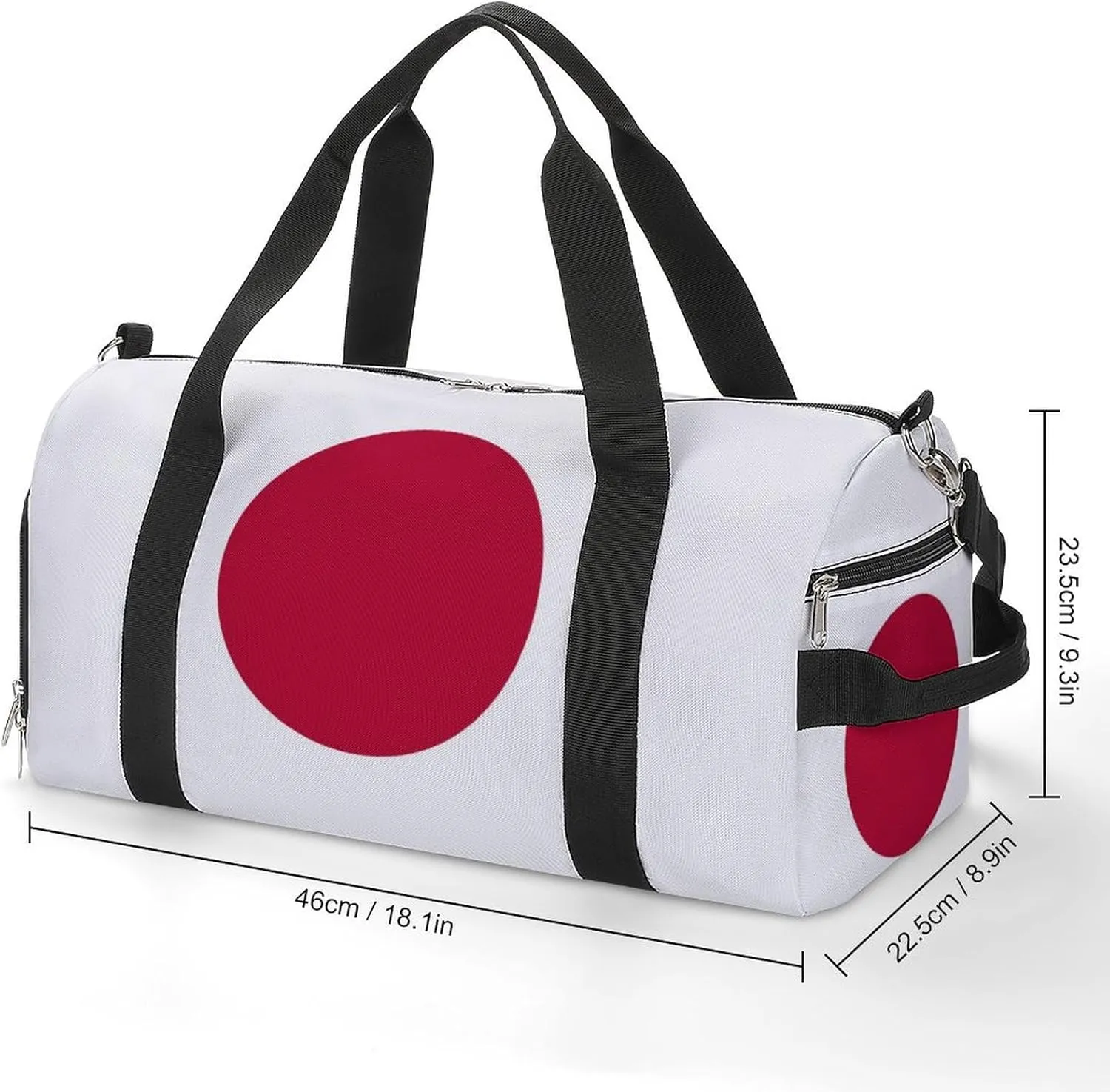 Lightweight Japan Flag Duffel Bag for Boys Girls with Shoe Compartment Weekender