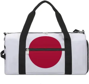 Lightweight Japan Flag Duffel Bag for Boys Girls with Shoe Compartment Weekender