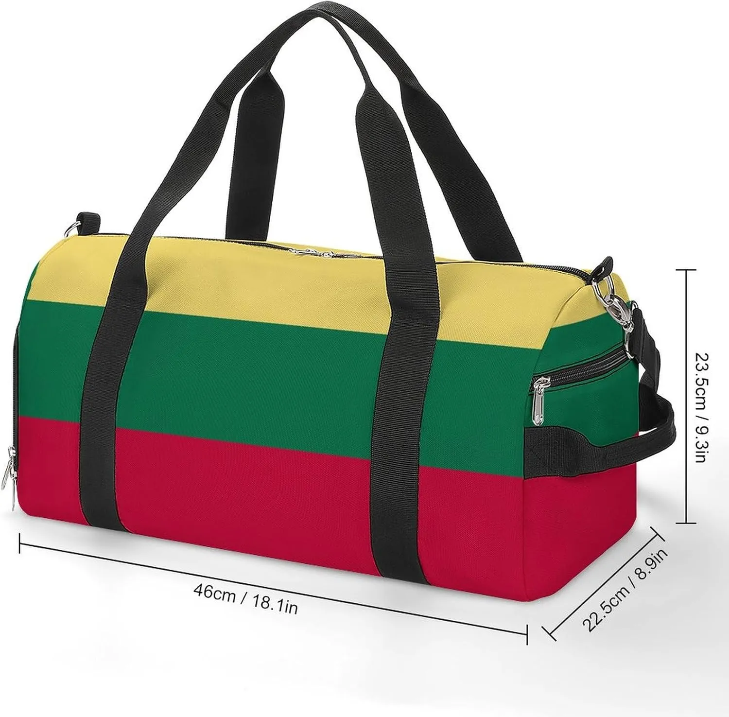 Lightweight Lithuania Flag Duffel Bag for Boys Girls with Shoe Compartment Weekender