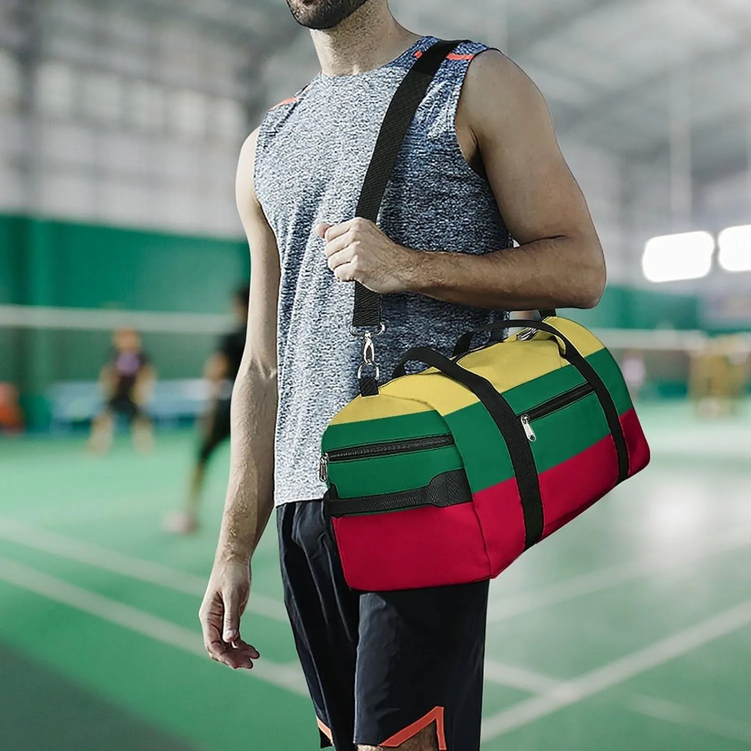 Lightweight Lithuania Flag Duffel Bag for Boys Girls with Shoe Compartment Weekender
