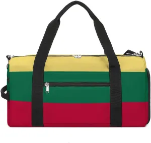Lightweight Lithuania Flag Duffel Bag for Boys Girls with Shoe Compartment Weekender