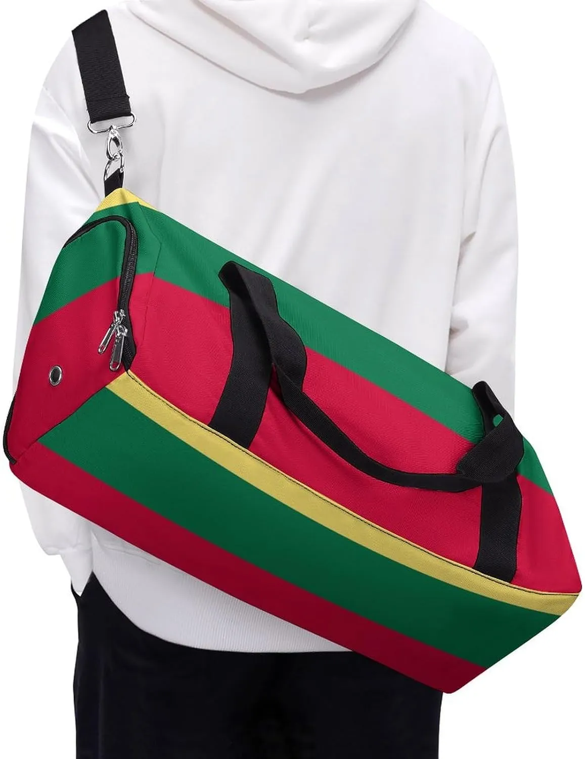 Lightweight Lithuania Flag Duffel Bag for Boys Girls with Shoe Compartment Weekender