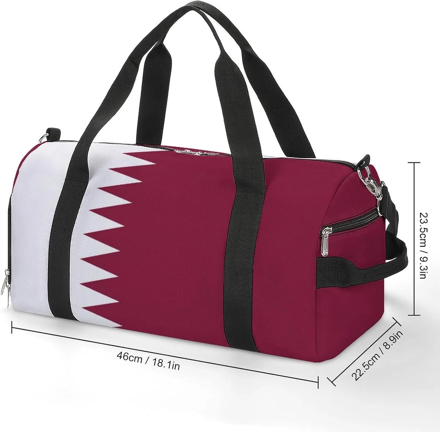 Lightweight Qatar Flag Duffel Bag for Boys Girls with Shoe Compartment Weekender