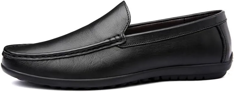 Loafers for Men Round Toe Faux Leather Loafer Shoes Anti-Slip Flat Heel Comfortable Casual Slip On