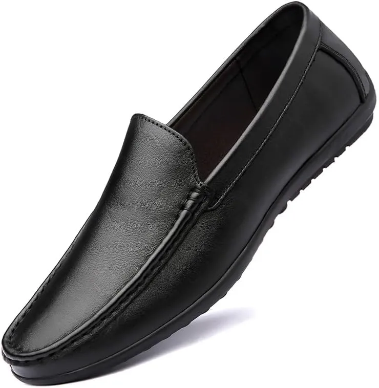 Loafers for Men Round Toe Faux Leather Loafer Shoes Anti-Slip Flat Heel Comfortable Casual Slip On