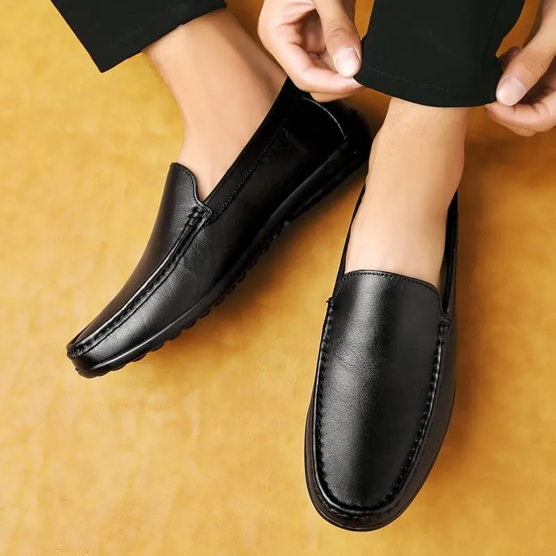 Loafers for Men Round Toe Faux Leather Loafer Shoes Anti-Slip Flat Heel Comfortable Casual Slip On