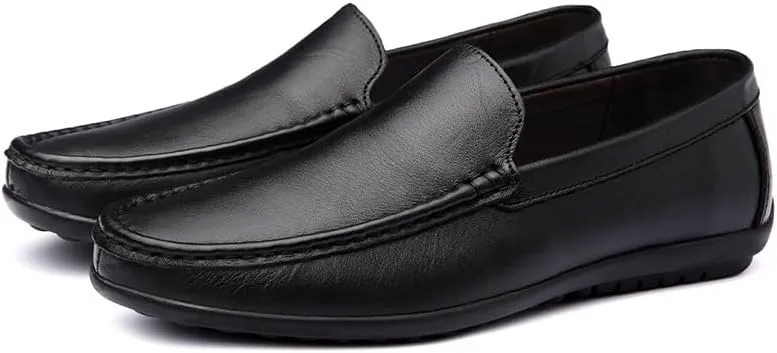 Loafers for Men Round Toe Faux Leather Loafer Shoes Anti-Slip Flat Heel Comfortable Casual Slip On