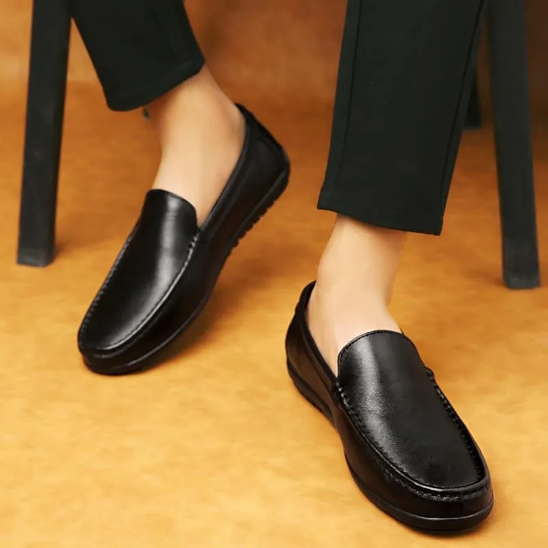 Loafers for Men Round Toe Faux Leather Loafer Shoes Anti-Slip Flat Heel Comfortable Casual Slip On