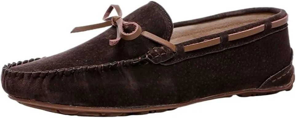 Loafers for Men Solid Color Suede Vamp Boat Shoes Moccasins Shoes Flexible Lightweight Flat Heel Prom Wedding Slip On