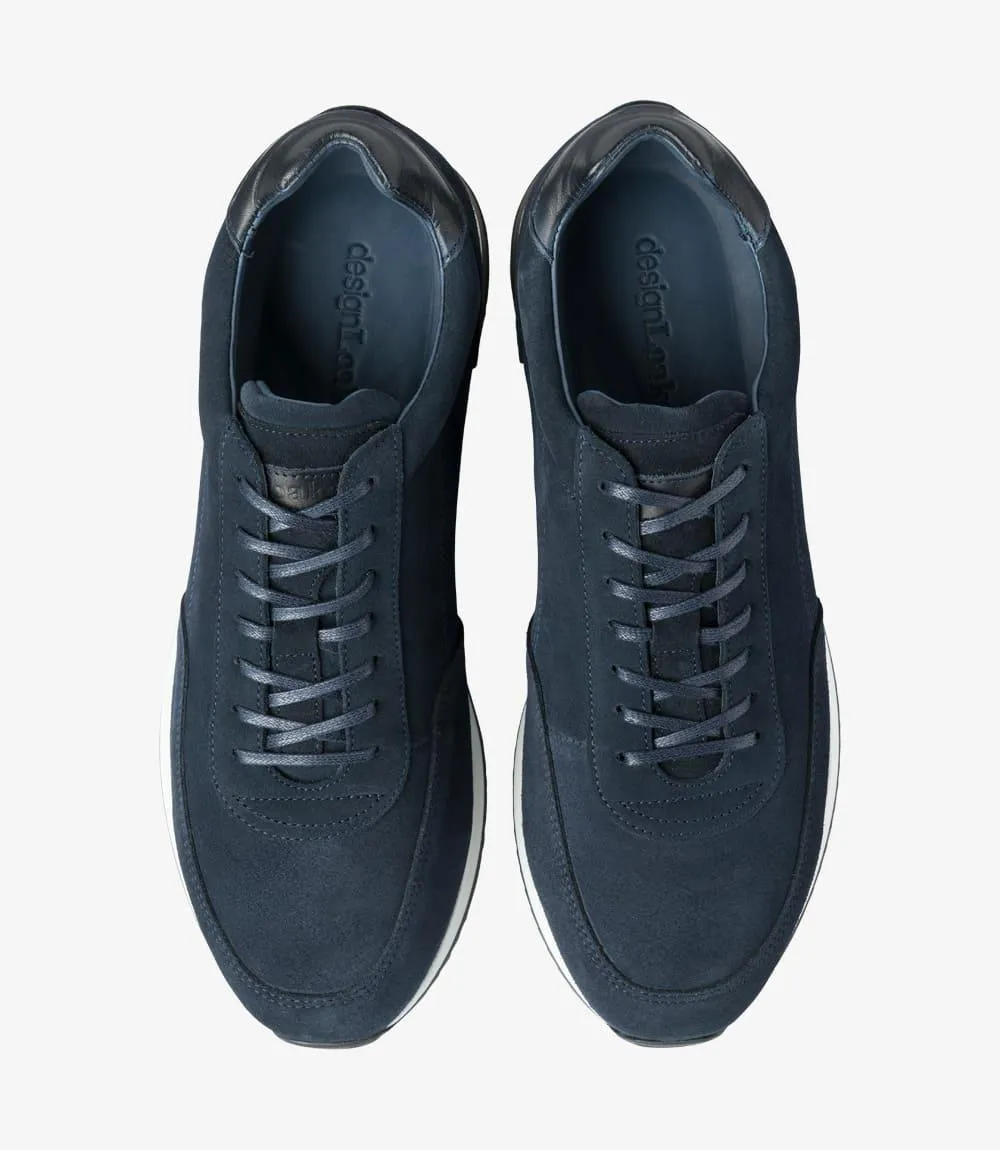 LOAKE BANNISTER NAVY SUEDE TRAINER RUBBER SOLE F-MEDIUM