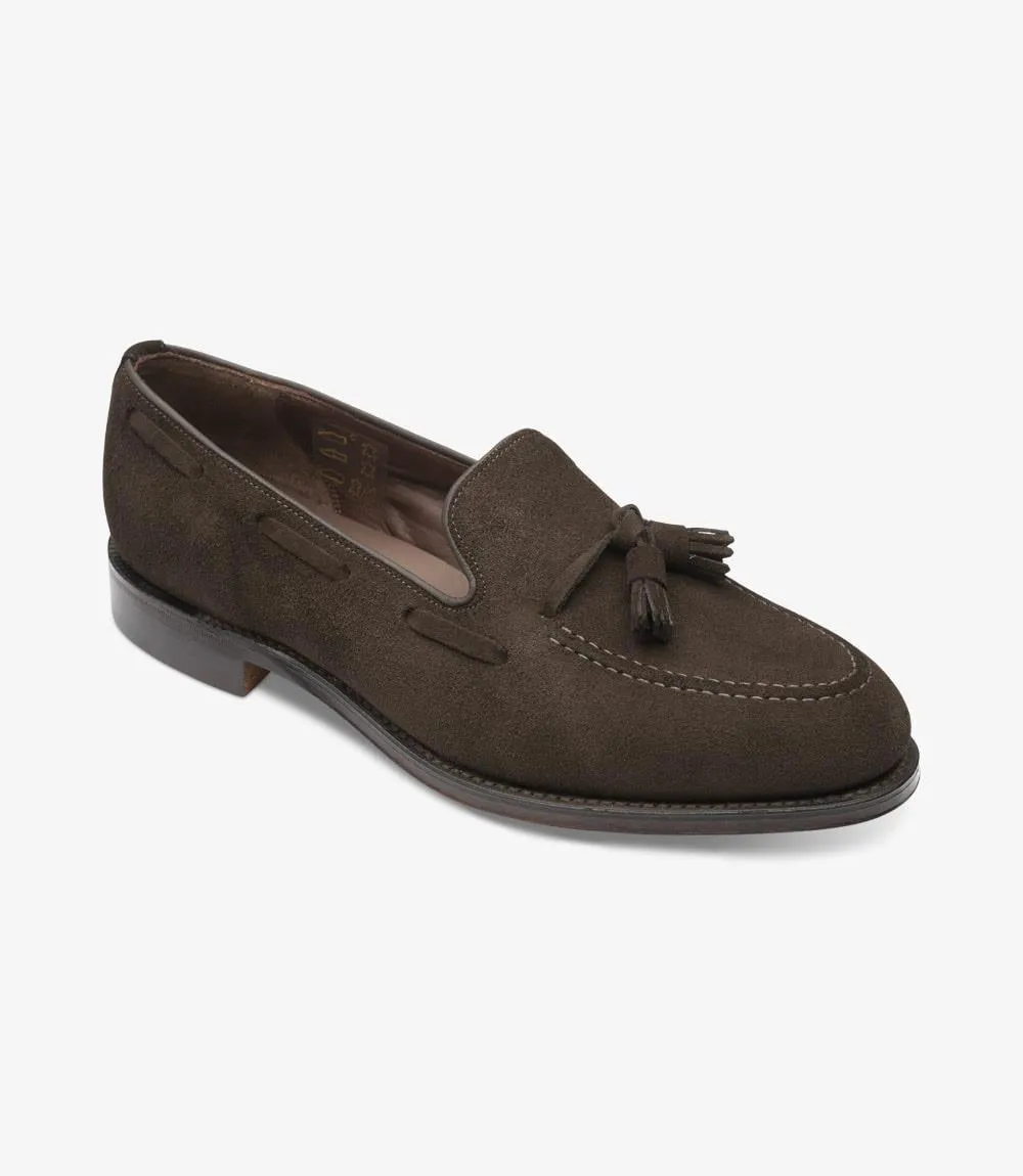 LOAKE RUSSELL DARK BROWN SUEDE LOAFER LEATHER SOLE F-MEDIUM