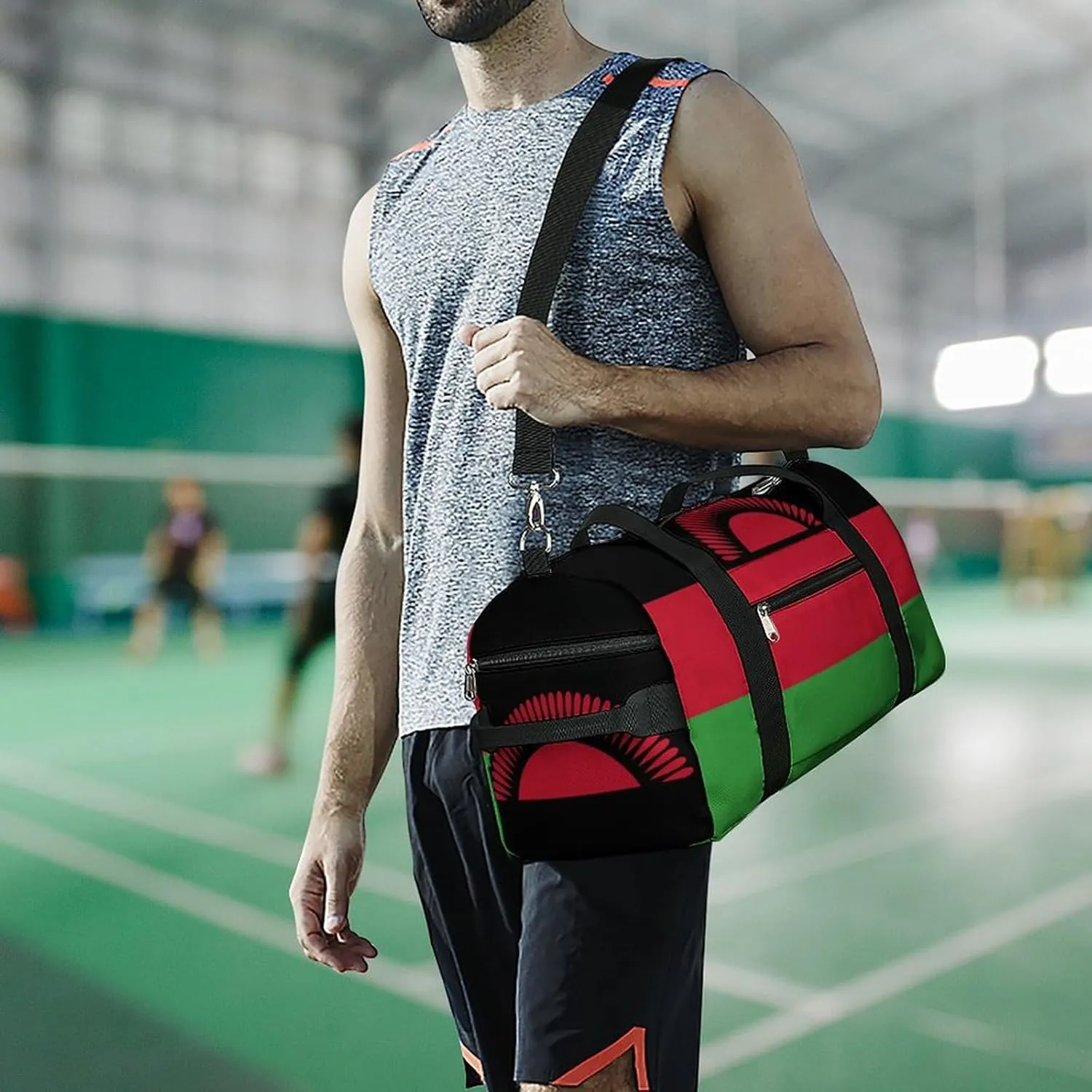 Malawi Flag Duffel Bag for Boys Girls with Waterproof Shoe Compartment Travel