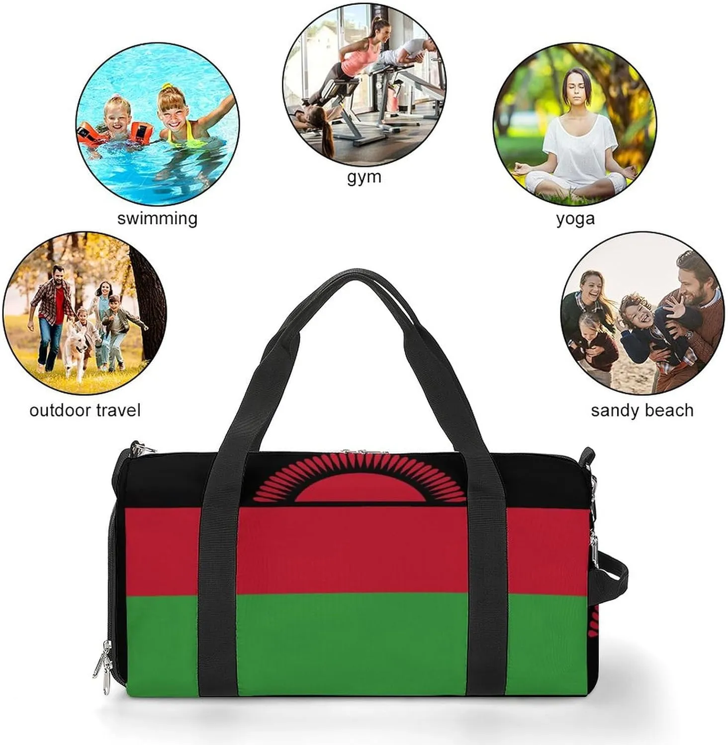 Malawi Flag Duffel Bag for Boys Girls with Waterproof Shoe Compartment Travel