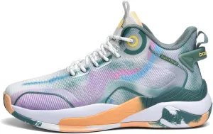 Mens and Womens Lace Up Mid Top Basketball Sneakers High Elasticity Running Shoes Rubber Sole Wear Resistant Walking Shoes Comfortable and Breathable Badminton Shoes Tennis Shoes Cross Training Shoes