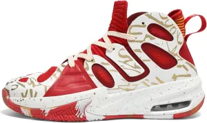 Men's Basketball Shoes Fashion Breathable Non Slip Sneakers Mens Arch Support Running Sport Shoes Red White 9.5