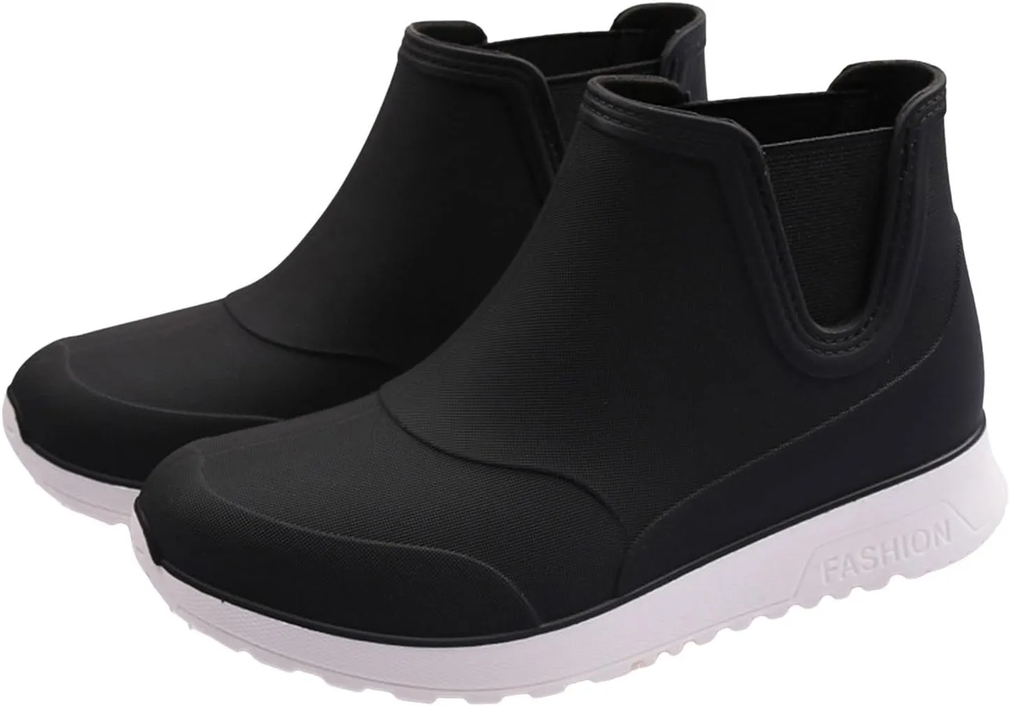 Men's Comfortable Insole Rain Boots Durable Mid Calf Deck Boots Waterproof Non Slip Rain Shoes Men Casual Garden Shoes Lightweight Kitchen Labor Shoe Black Fishing Shoe Water Footwear