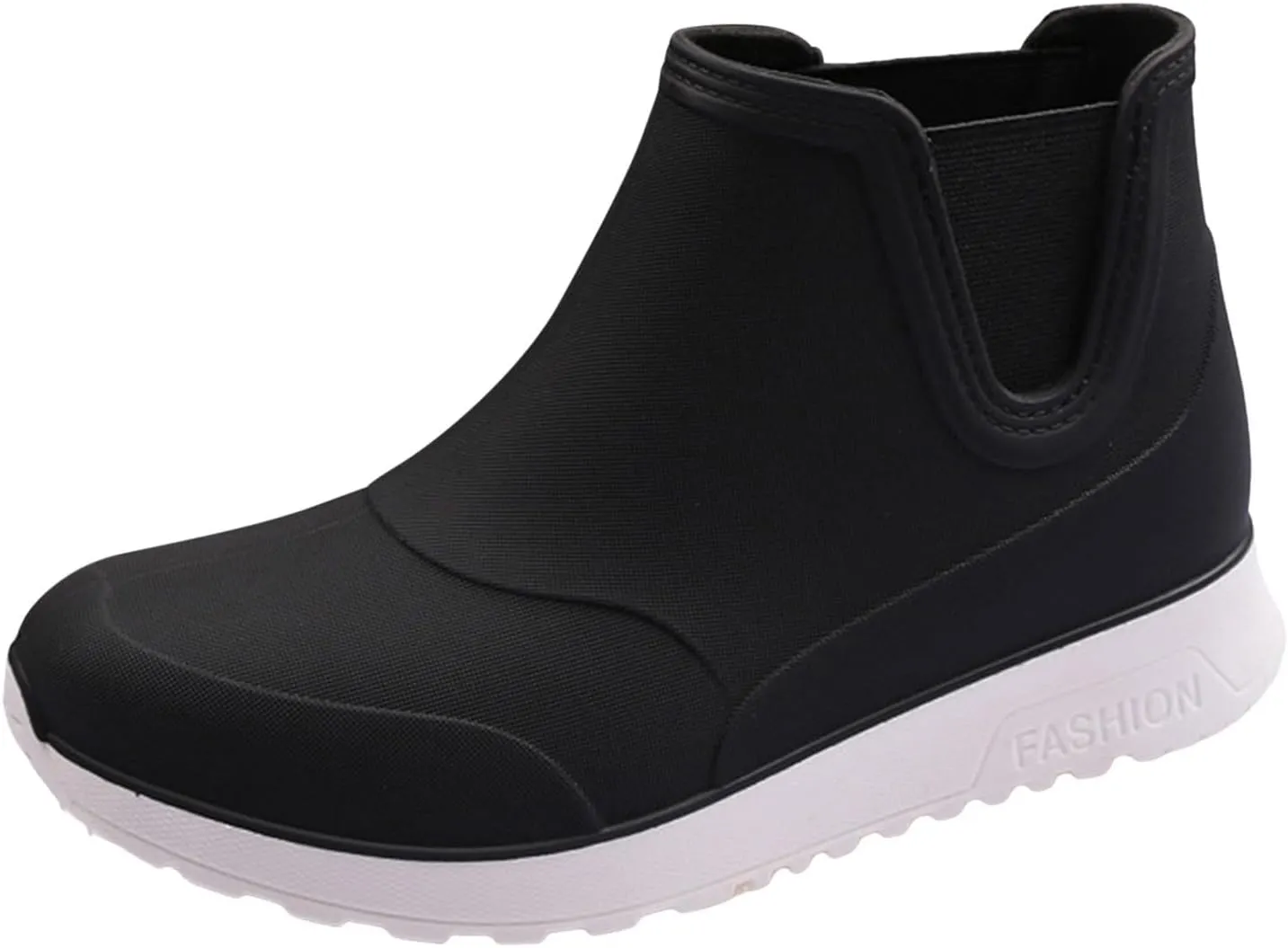 Men's Comfortable Insole Rain Boots Durable Mid Calf Deck Boots Waterproof Non Slip Rain Shoes Men Casual Garden Shoes Lightweight Kitchen Labor Shoe Black Fishing Shoe Water Footwear