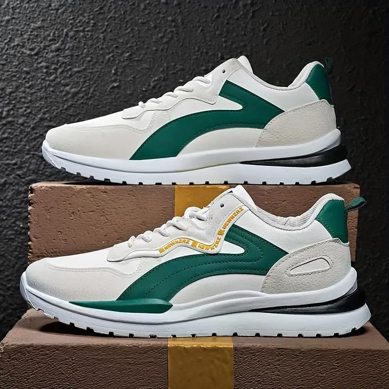 Men's Fashion Street Style Colorful Block Skate Shoes, Comfortable Non-Slip Casual Lace-Up Sneakers for Men's Outdoor Activities